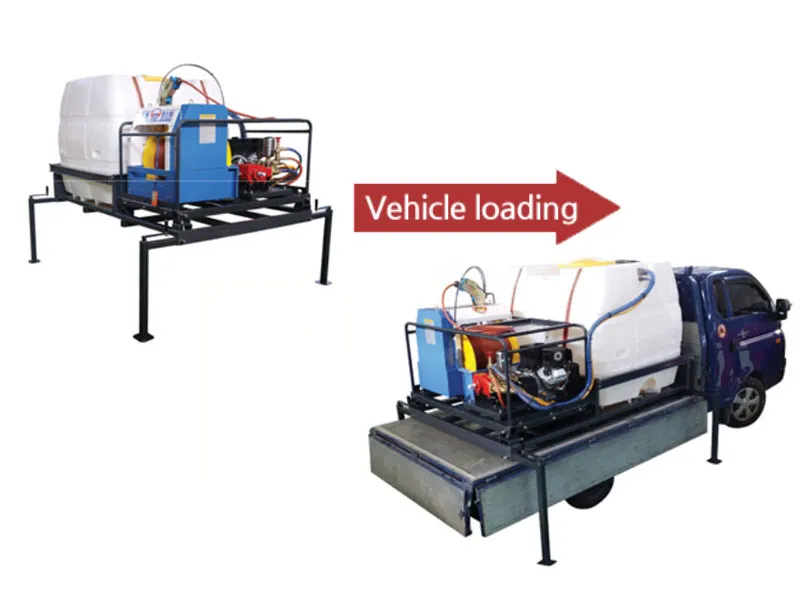 Height-adjustable stand allows easy mounting onto truck beds