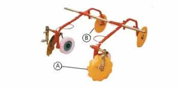 Step 2 assembly attaching front wheels and soil covering disks