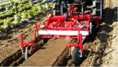 Compact tractor operating ORATEXCA GK7 compact series ridger and mulcher