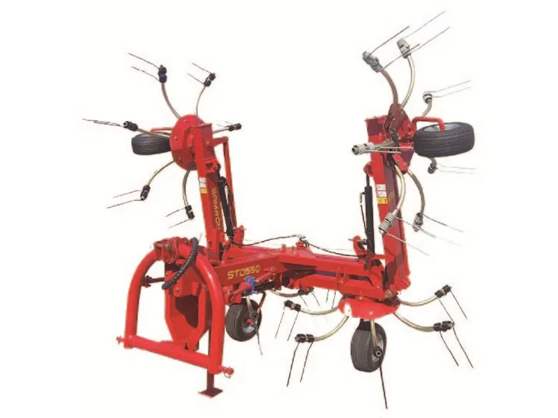 ORATEXCA GK7 STD550 folding hay tedder in transport position