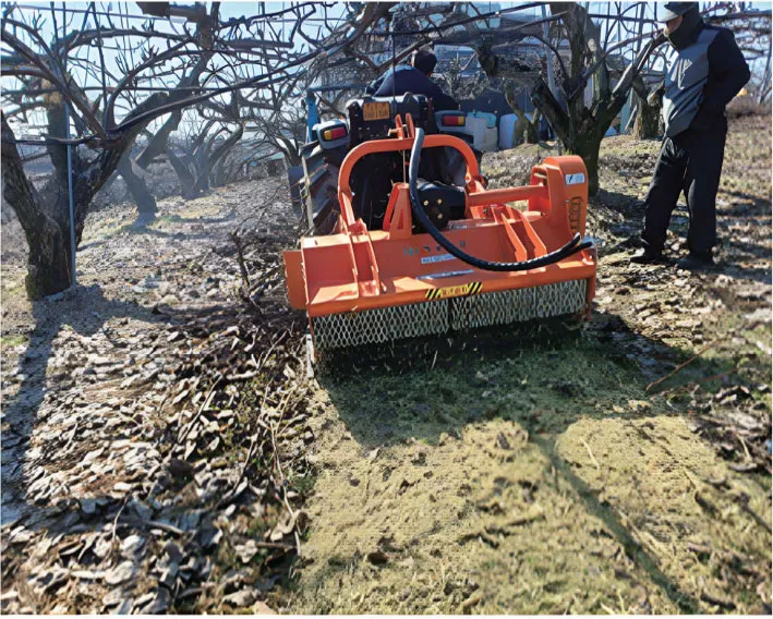 ORATEXCA GK7 PUM mulcher working in an orchard row