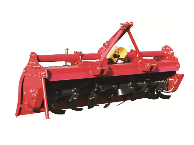 Detailed view of the flange-type tiller shaft and robust side gear drive mechanism